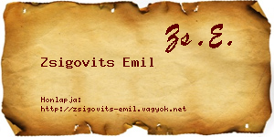 Zsigovits Emil névjegykártya